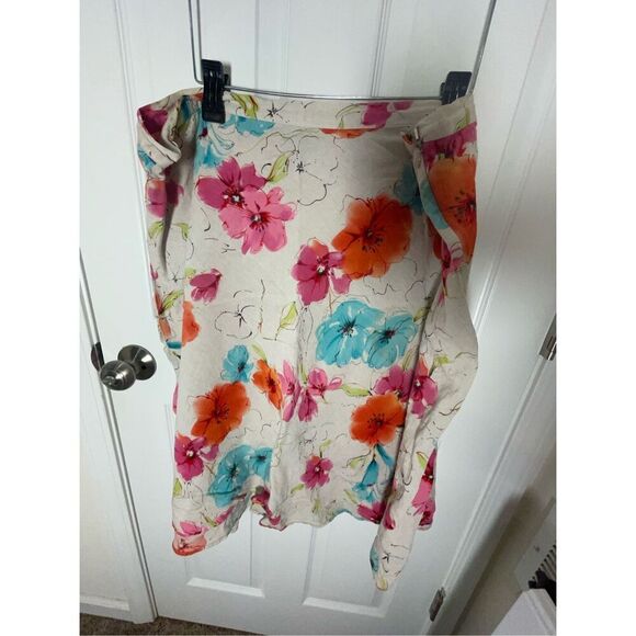 Avenue women’s floral linen blend skirt size 24 - Picture 2 of 5